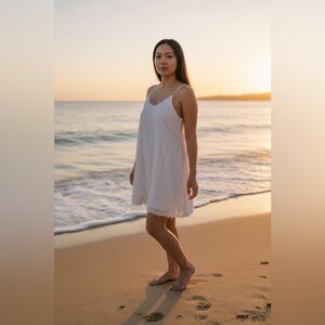 BaeVely White Lace Fringe Dress Strappy Boho Bridal Mini Sheer